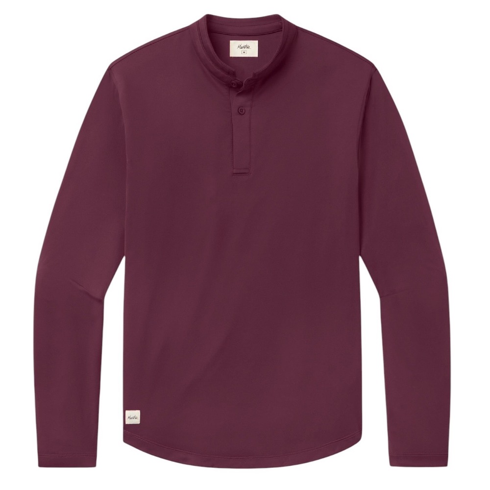 Mantra Catalyst Polo LS Red Leaf Mens Medium Performance Henley Golf Collar Nwts